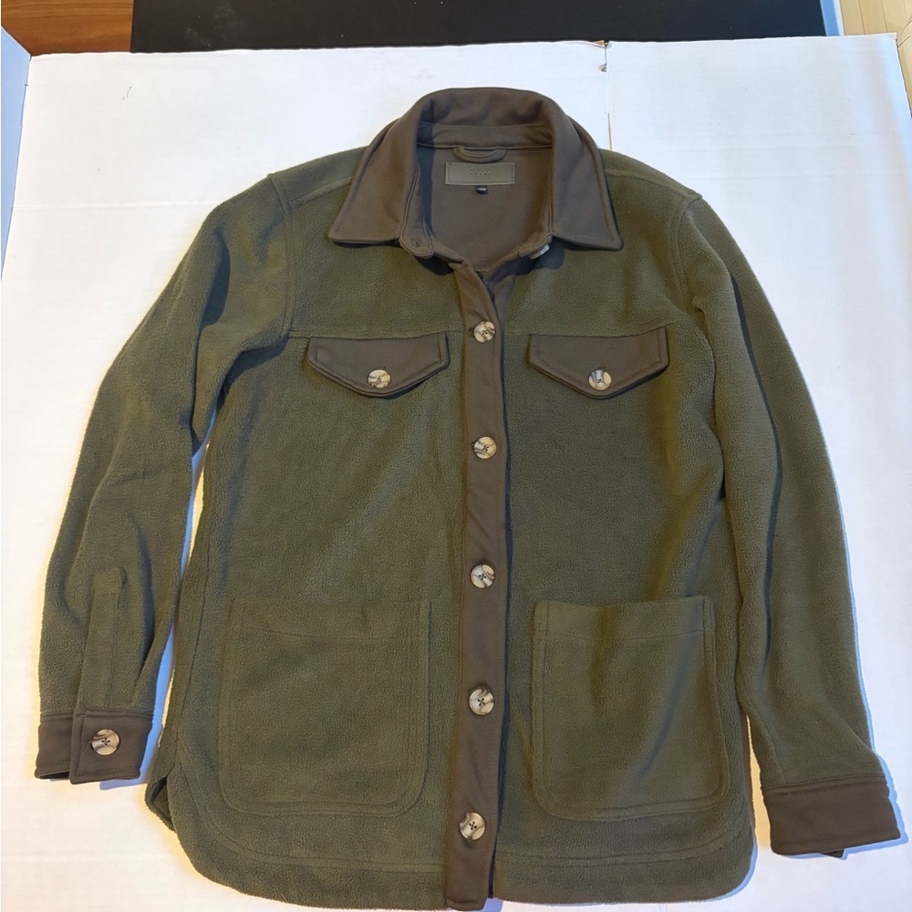 Blank NYC Olive Green Button-Front Fleece Shirt Jacket
